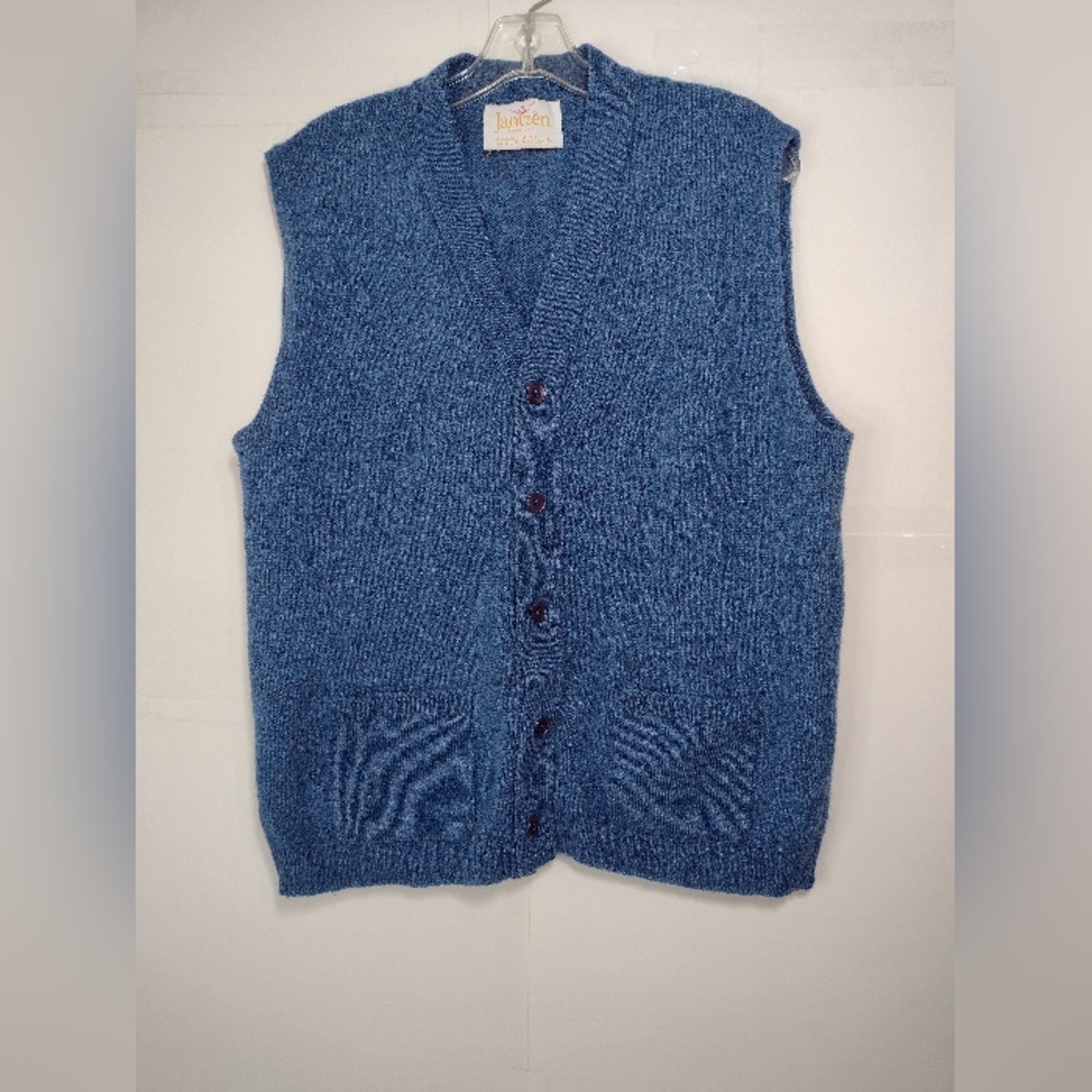 Jantzen Blue Knit Cardigan Vest Size (L)